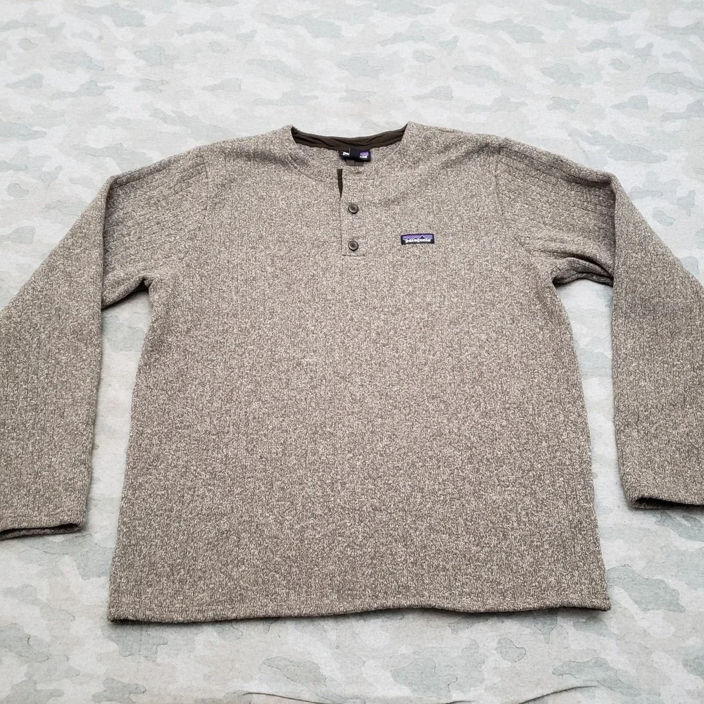 Patagonia Sweater Mens XL Gray Henley Better Sweater Long Sleeve Granola
